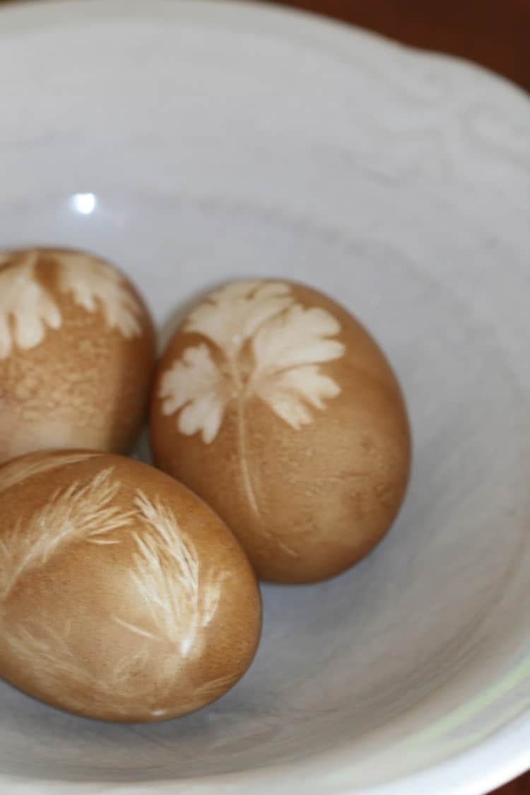 Leaf Print Easter Eggs