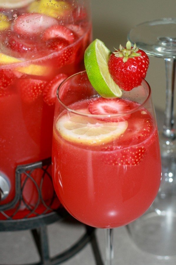 Strawberry Limeade Rum Punch Recipe- All She Cooks