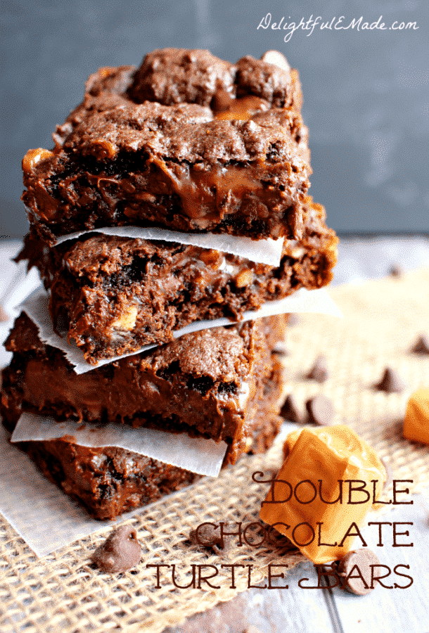 Double Chocolate Turtle Bars by Delightful E Made