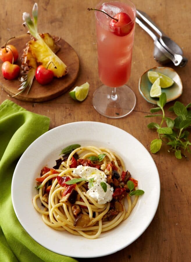 Eggplant Rollitini Pasta & Fruit Punch in a Pinch