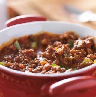 Game Day Chili- our family favorite chili recipe. It's hearty and filling, and filled with meat, beans, DIY chili seasoning and just plain goodness.