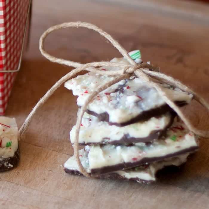 Copycat Ghirardelli Dark Chocolate and Peppermint Almond Bark