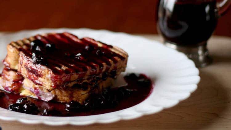 Permalink to: Cream Cheese French Toast with Blueberry Syrup Easy French Toast with homemade blueberry sauce and cream cheese filling. Make a special breakfast recipe for a weekend breakfast treat.
