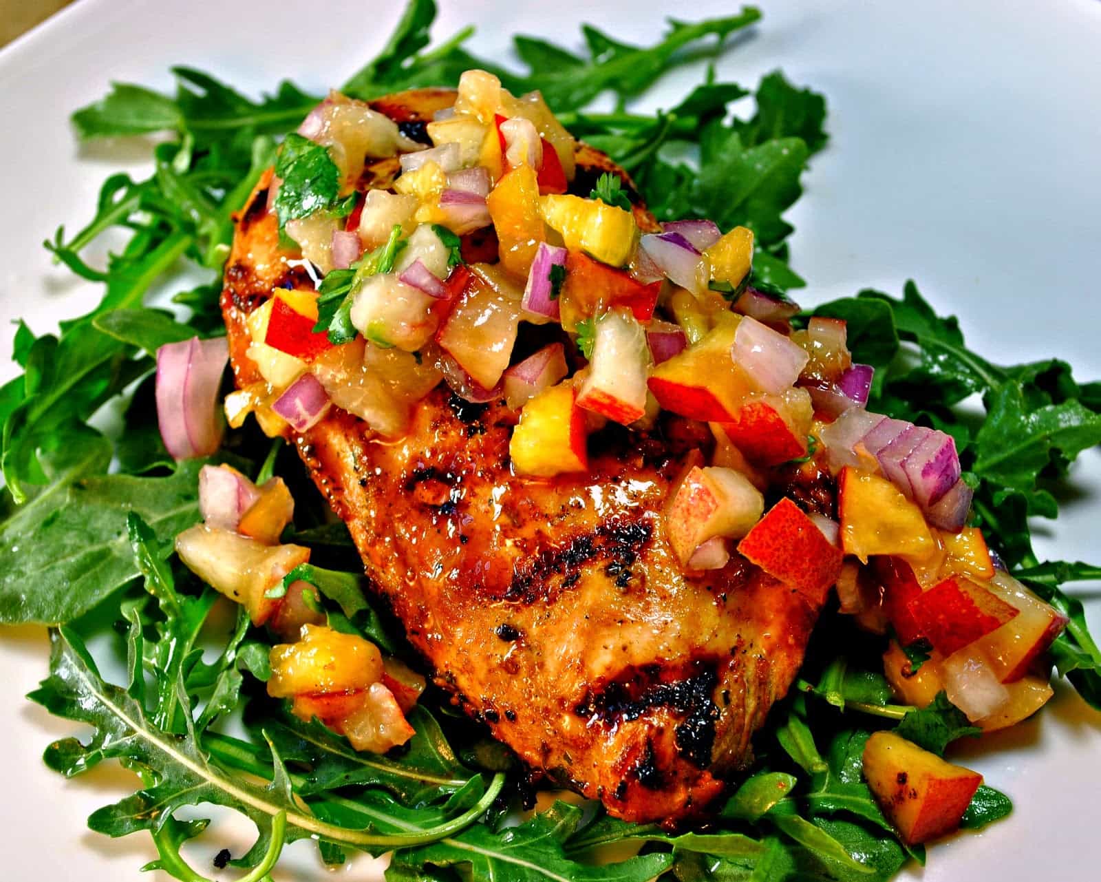 Citrus-Marinated Grilled Chicken with Summer Fruit Salsa - All She Cooks