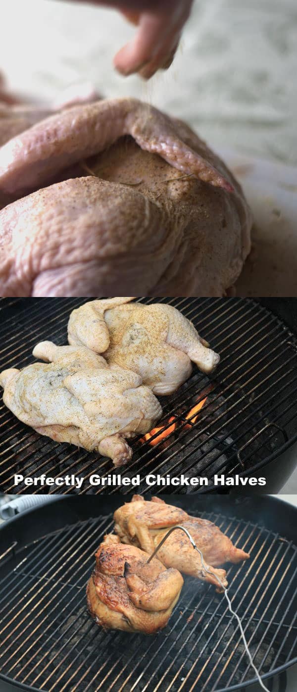 This Perfectly Grilled Chicken Breast Recipe is the best recipe for chicken breasts that we have ever put on the grill. It's seasoned just right, moist and delicious. #grilledchicken #bbq #charcoalgrill #grillingrecipes #chickenhalves