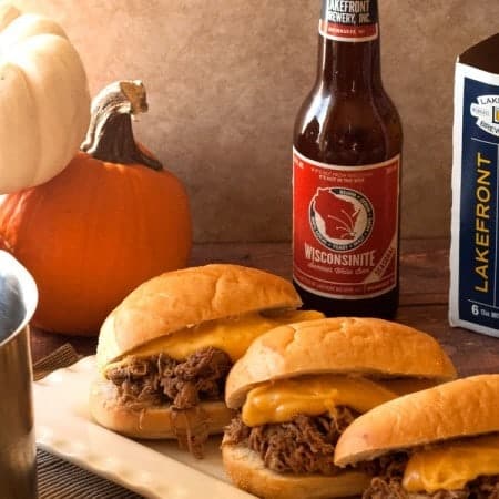 Roast Beef Sliders with Beer and Cheddar Fondue Sauce