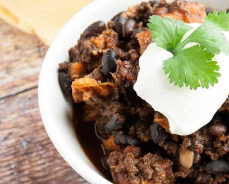 heathier for you chili with sweet potatoes