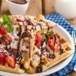 Permalink to: Very Berry Chocolate Chip Waffles Very Berry Chocolate Chip Waffles recipe have healthy ingredients including berries and applesauce and a kick of sugar for a semi-sweet breakfast and great start to the day. Berry Chocolate Chip Waffles
