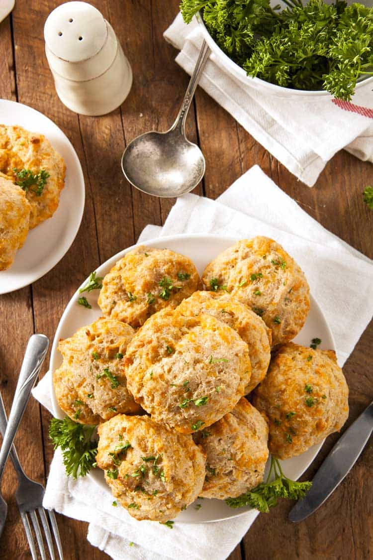 cheese biscuits on white plate on table