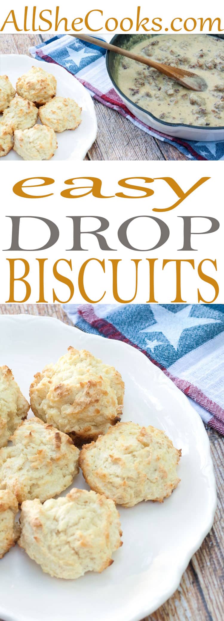 Drop Biscuits - Homemade Biscuits with All Purpose Flour - All She Cooks