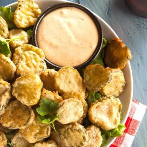 fried pickles being served