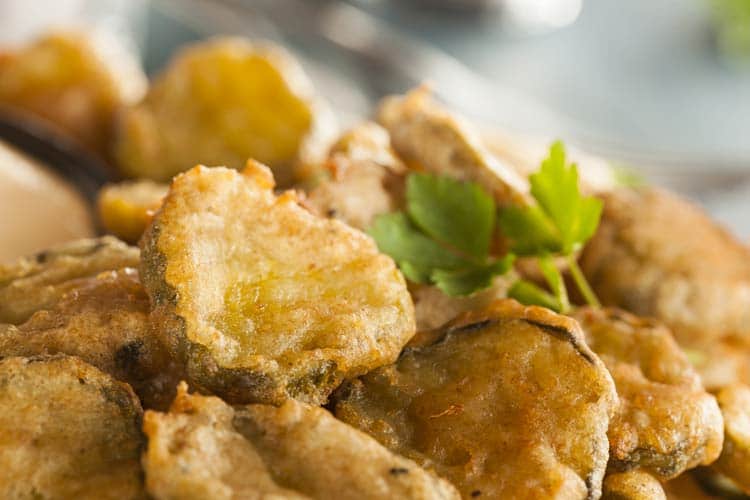 fried pickles on white plate