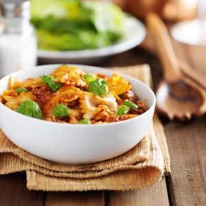 spicy sausage pasta bake