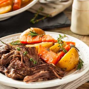 Easy Weeknight Meals. Making Pot Roast in the slow cooker is just about the easiest dinner that you can make. Learn how to make this crock pot meal in no time. It's an easy weeknight meal because you can toss all the ingredients in the slow cooker in the morning and have dinner ready when you get home.