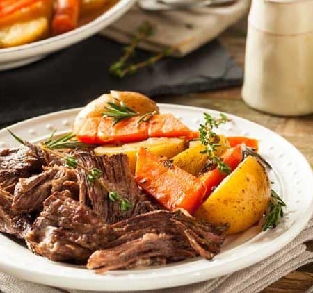 Easy Weeknight Meals. Making Pot Roast in the slow cooker is just about the easiest dinner that you can make. Learn how to make this crock pot meal in no time. It's an easy weeknight meal because you can toss all the ingredients in the slow cooker in the morning and have dinner ready when you get home.