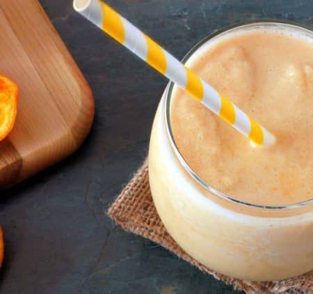healthy orange smoothie great for starting the day off right with fresh whole ingredients.