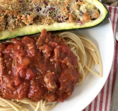You'll love these Stuffed Zucchini Boats. The stuffing is a combination of breadcrumbs and other ingredients that add a flavorful twist to this summer side dish. Enjoy a new side dish with your favorite pasta dinner.