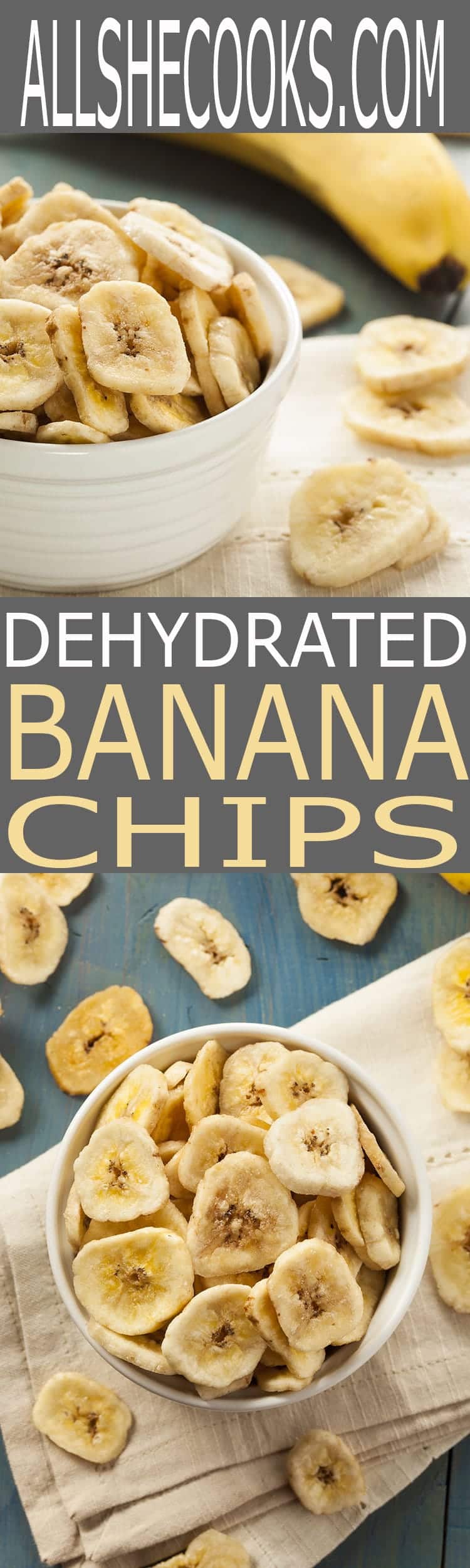 Dehydrated Banana Chips are easy to make at home with or without a dehydrator. Banana Chips make for a healthy snack option that will fill you up until your next meal.