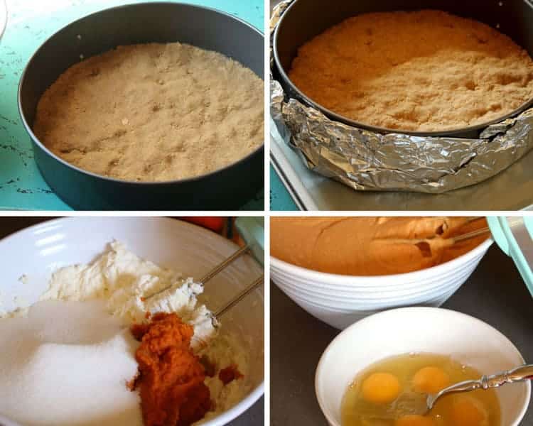 making pumpkin cheesecake