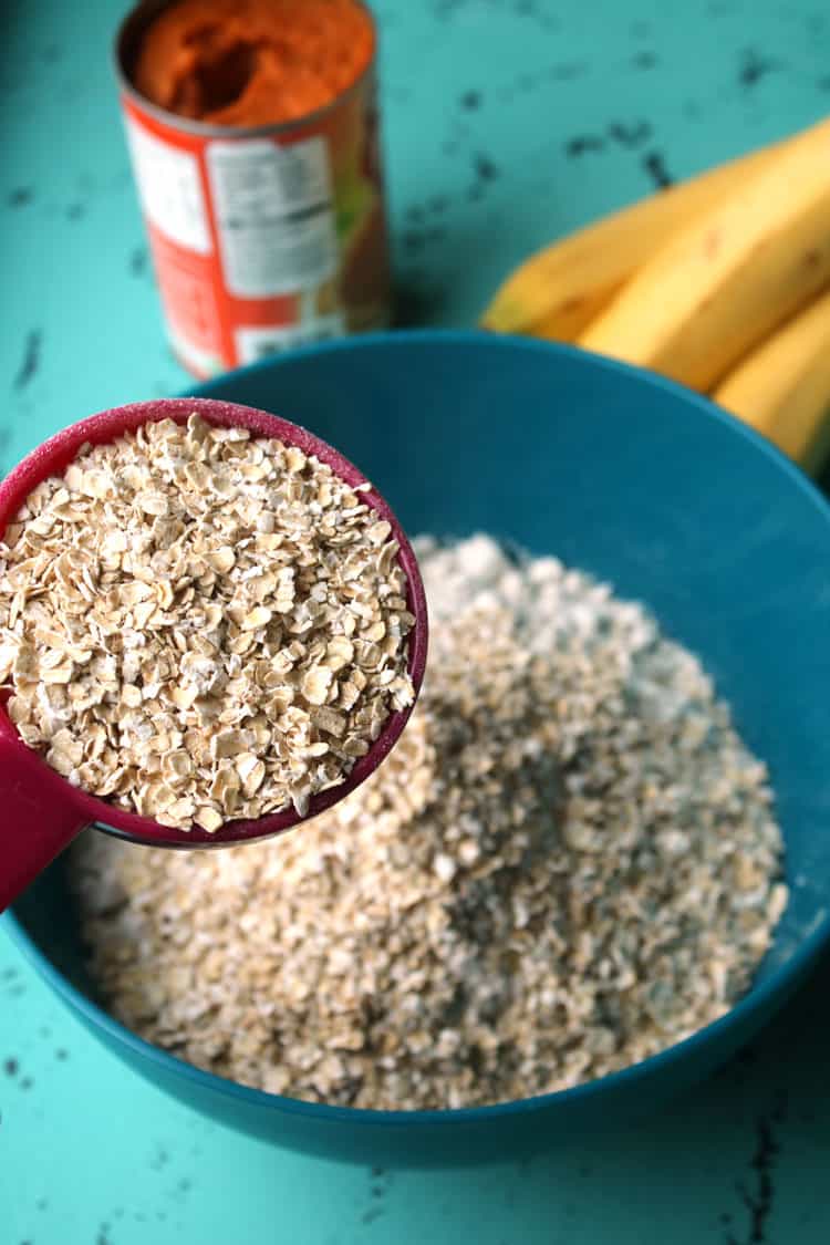 combine dry ingredients including oatmeal