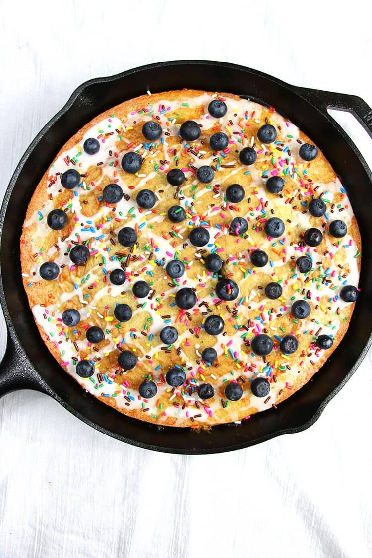 blueberry-funfetti-skillet-cake - All She Cooks