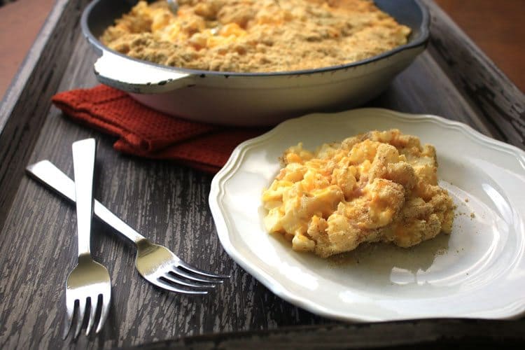 funeral potatoes casserole being served