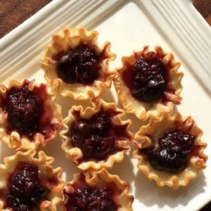 Brie & Dark Cherry Bites, a delicious appetizer recipe for a party or evening appetizers.