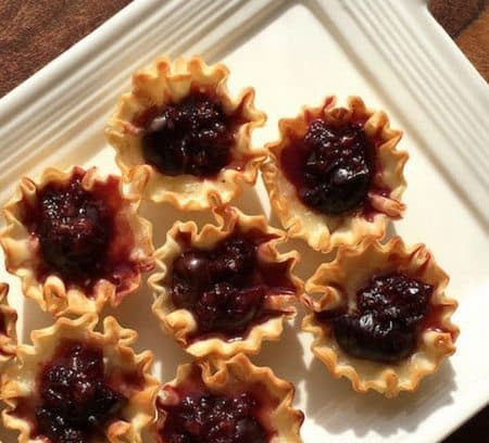 Brie & Dark Cherry Bites, a delicious appetizer recipe for a party or evening appetizers.