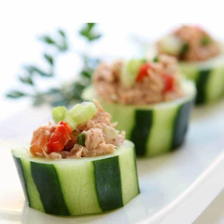 Tuna Salad Cucumber Cups Recipe - Peas and Crayons