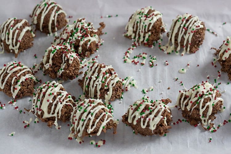 These easy No Bake Chocolate Drop Cookies with oatmeal and coconut are an explosion of chocolate-y goodness in your mouth. Just sayin....