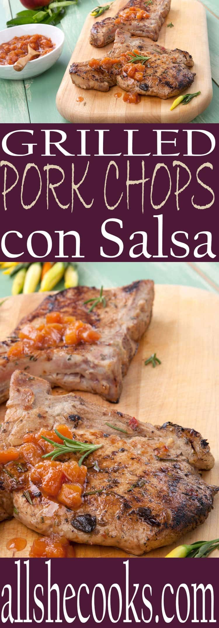 This easy pork chops recipe is a perfect warm weather recipe. Make this on the grill and you'll have pork chops con salsa ready to eat any day of the week.