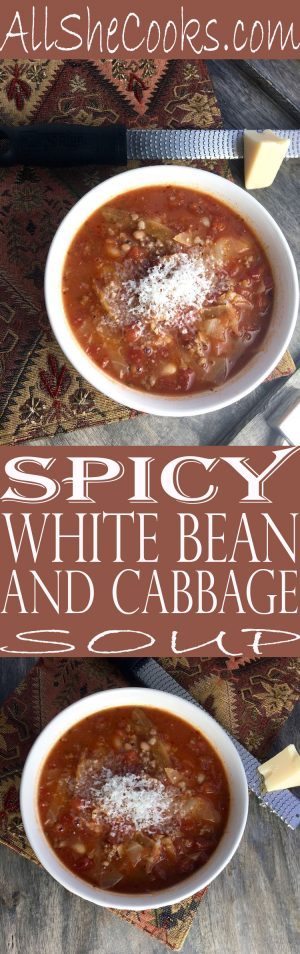 Spicy White Bean and Cabbage Soup - All She Cooks