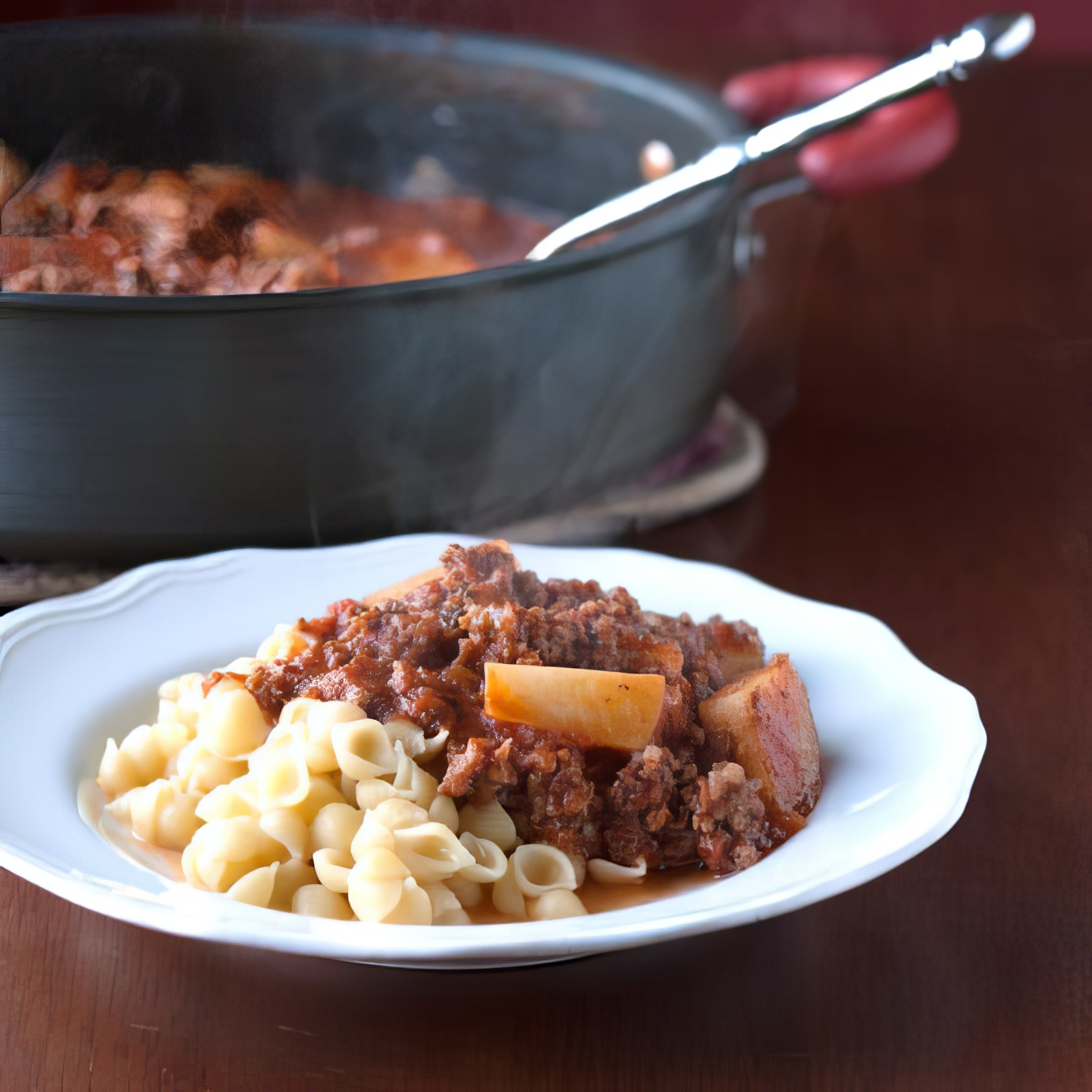 goulash with sausage, beef, and potatoes