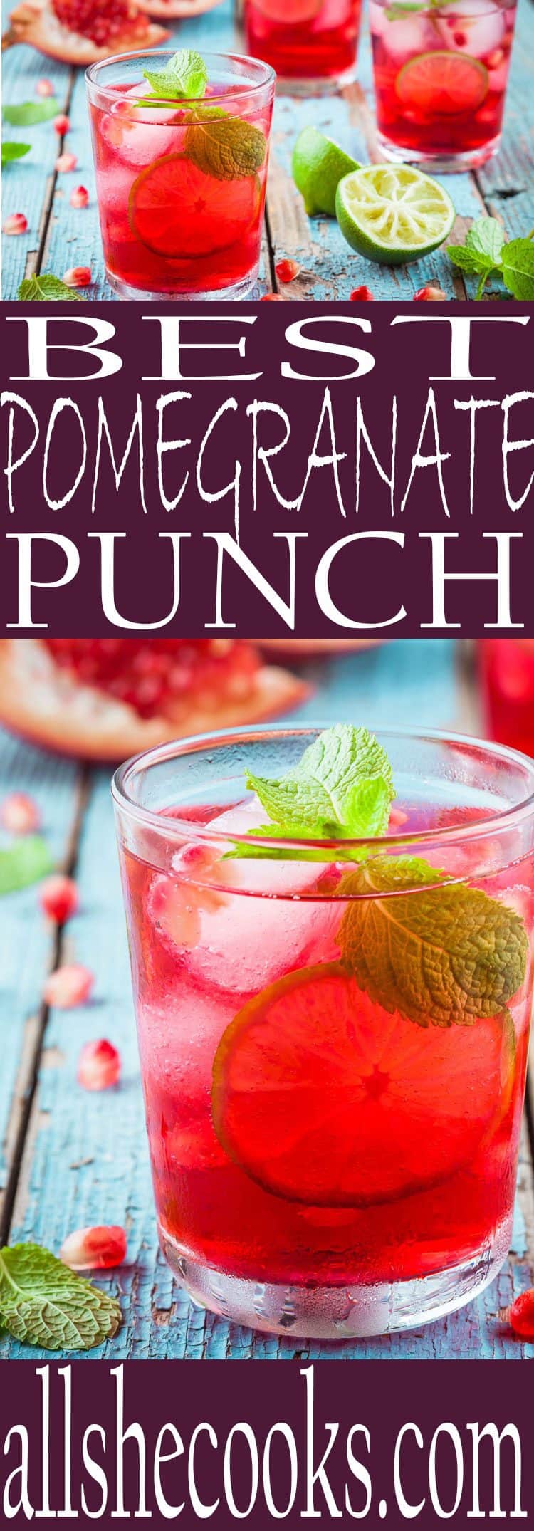 Mix up this easy Pomegranate Punch Recipe is easy to whip up and perfect for an easy party drink recipe.