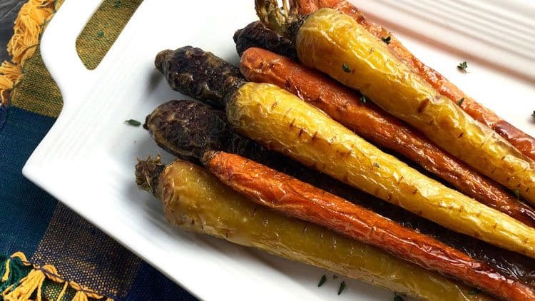 Super Easy Tri-Color Roasted Carrots - All She Cooks