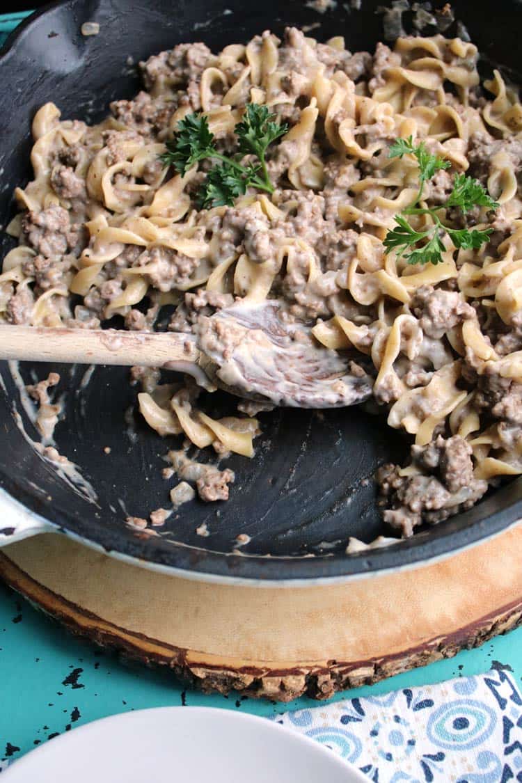 best weight watchers beef stroganoff in a pan