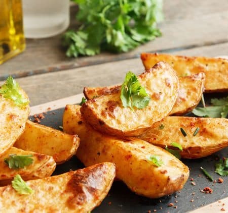 Enjoy our savory potato wedges with paprika. Add some fresh herbs, a dab of sour cream and they are ready to serve. Delish!