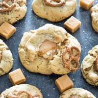 Caramel Stuffed Salted Pretzel Cookies