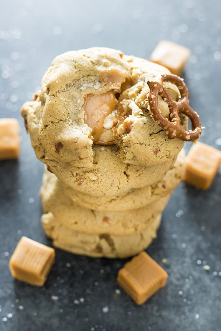 caramel stuffed pretzel cookies