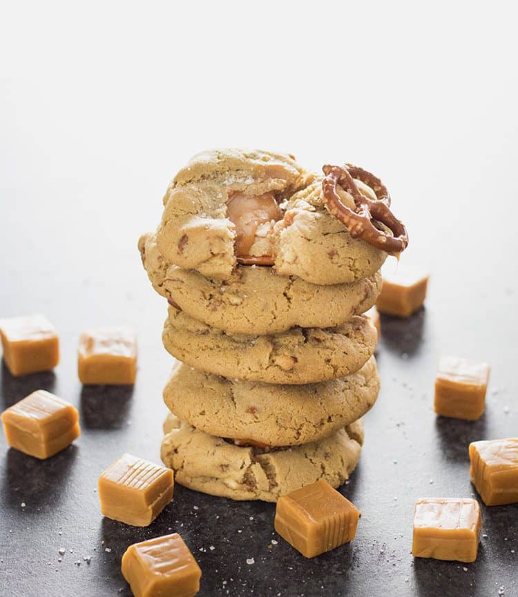 caramel stuffed pretzel cookies