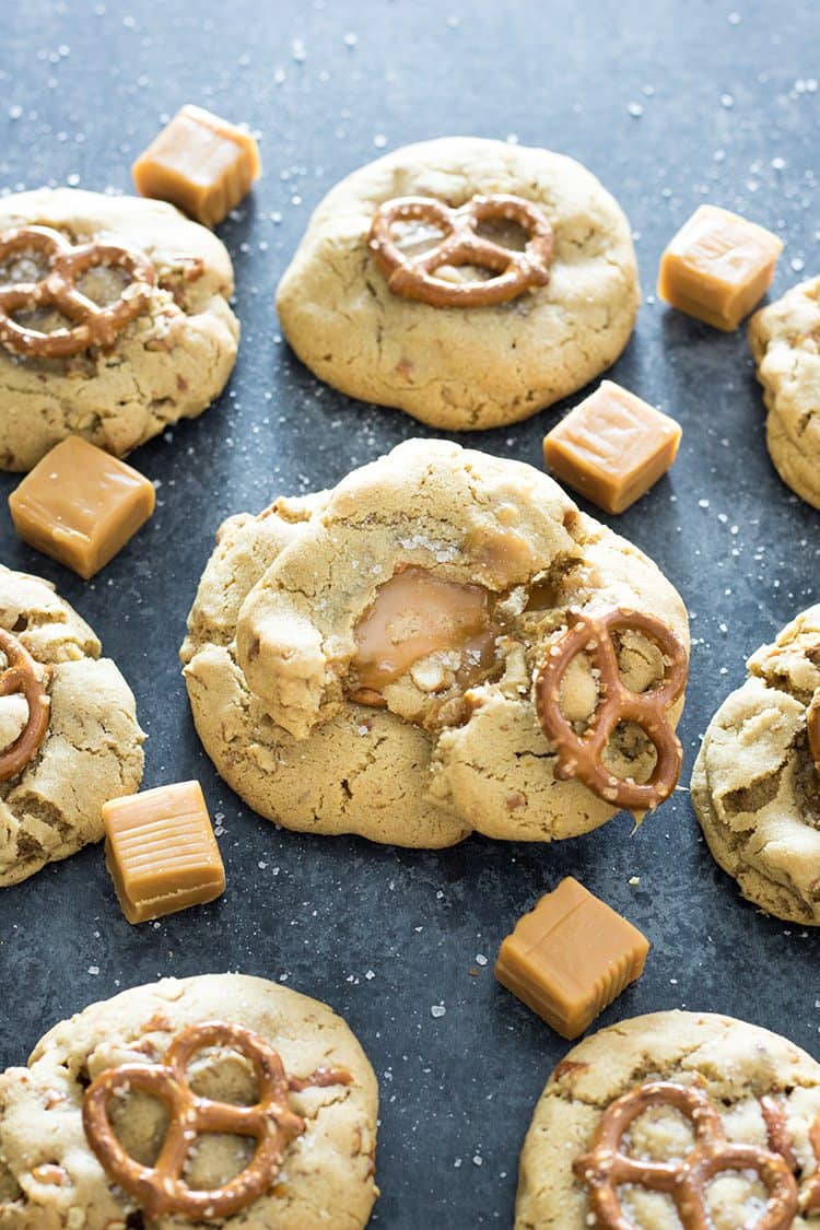 caramel stuffed pretzel cookies