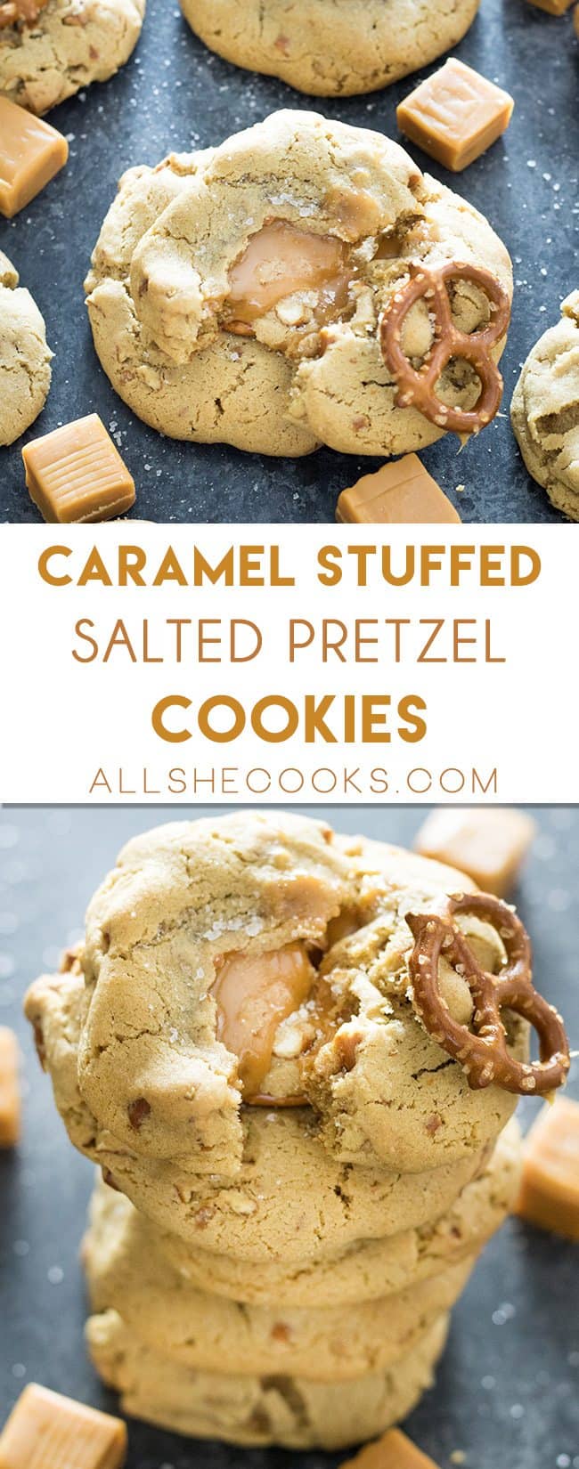 caramel stuffed pretzel cookies