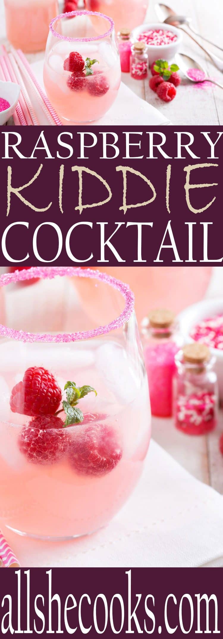 Looking for a kid's party drink? This Raspberry Kiddie Cocktail is the perfect drink to enjoy at a party.