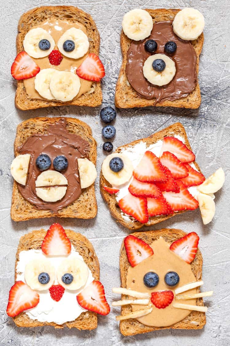 Spend time with you kids in the kitchen making fun animal face toast.