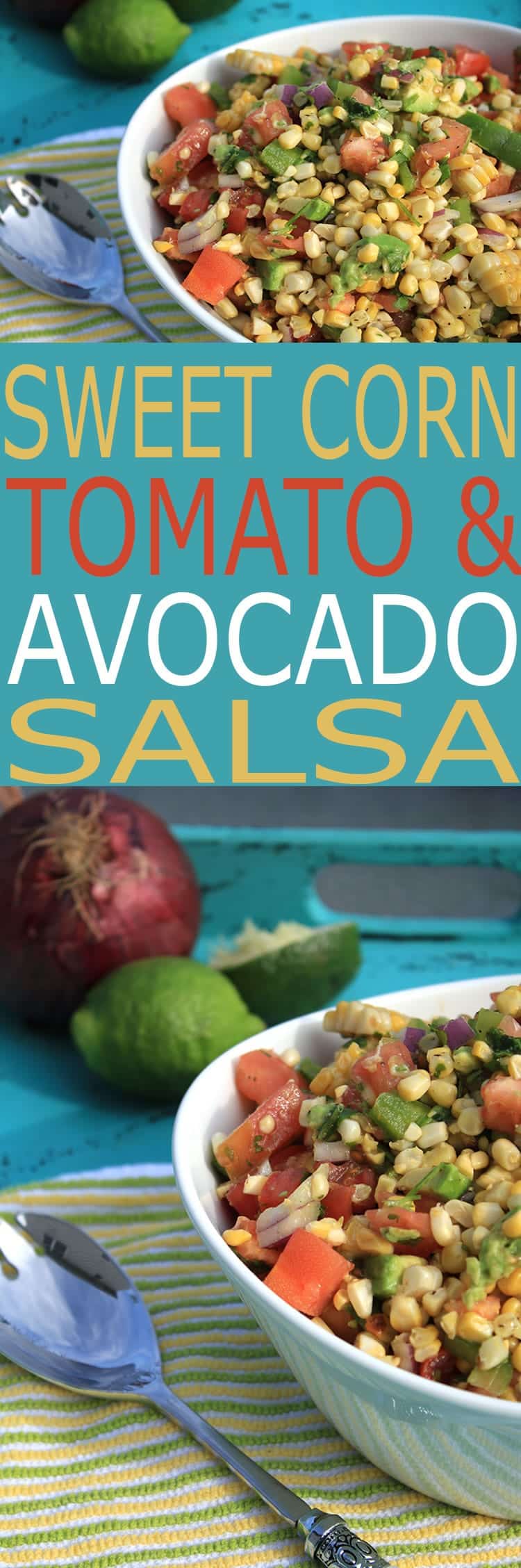 Enjoy Sweet Corn, Tomato and Avocado Salsa with fresh Sunshine Sweet Corn from Florida. This salsa is perfect served as a side dish, with chips, or as a topping to pork or fajitas. We LOVED it.