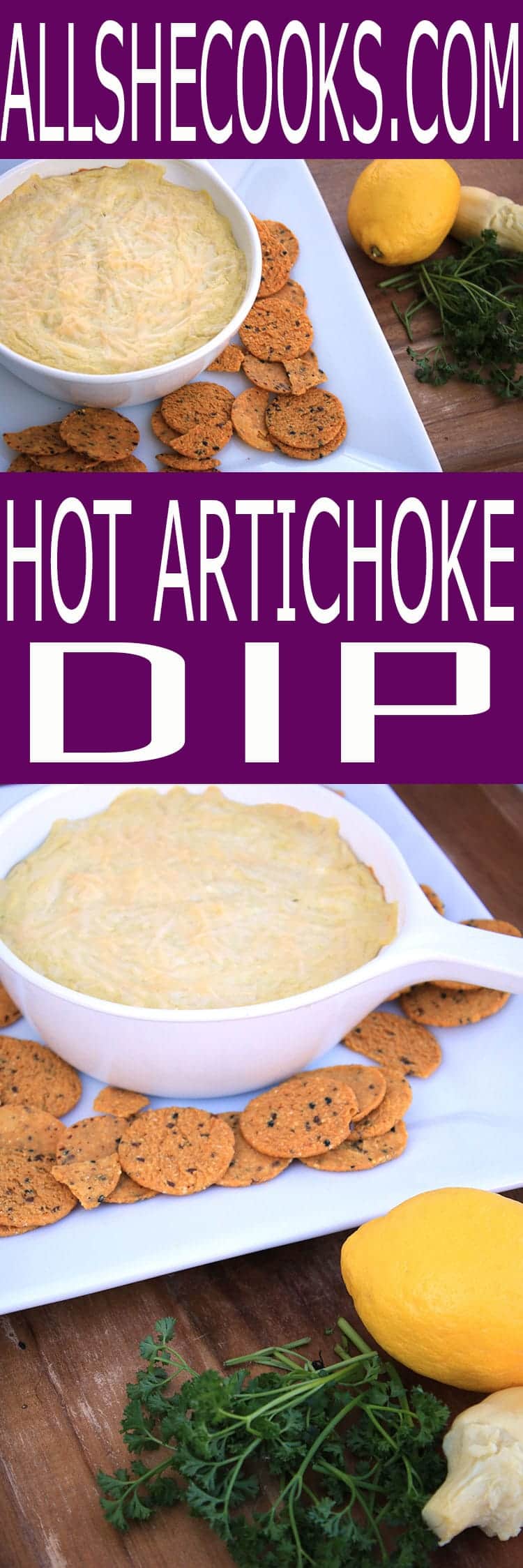 This is the best hot artichoke dip recipe. Flavored with lemon, cheese and garlic, it's low fat and delicous.