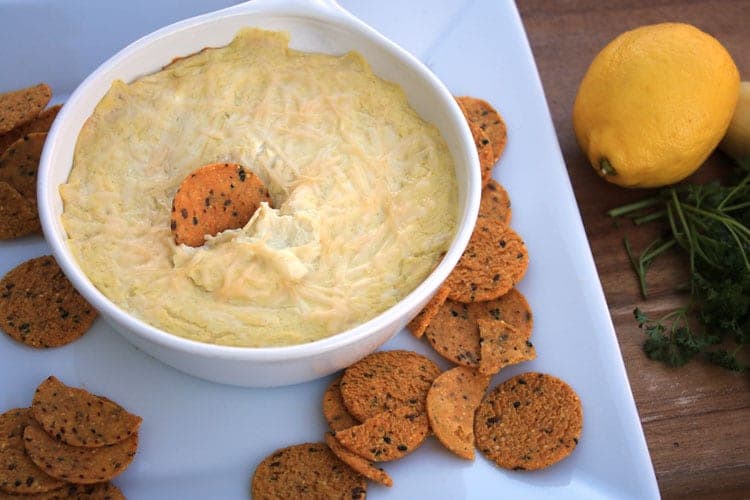 garlic artichoke dip baked with cheese