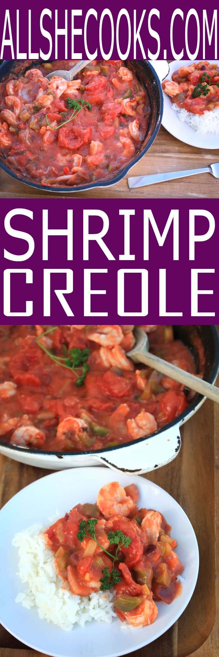Easy recipe for Shrimp Creole with rice. Easy one pot meal that makes enough to serve 4-6 for dinner. Healthy and flavorful shrimp recipe.
