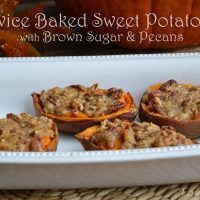 Twice Baked Sweet Potatoes {with Brown Sugar & Pecans}