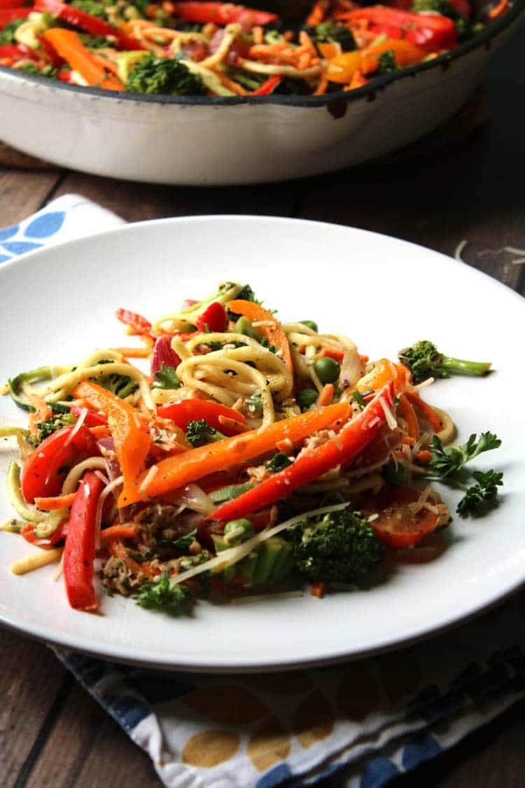 plated pasta primavera